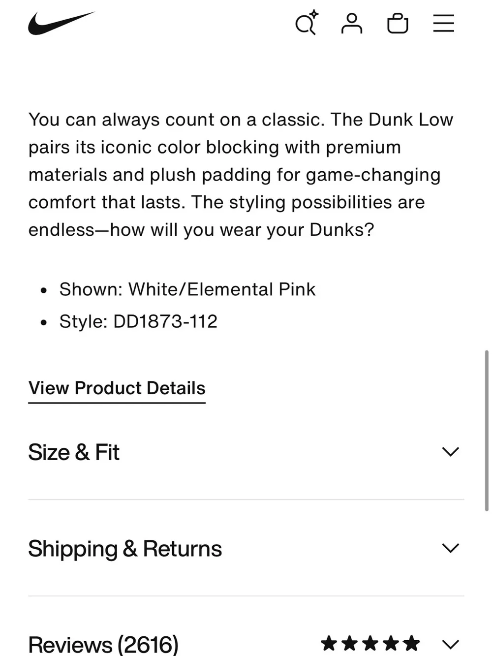 Nike Dunk Low Next Nature - White/Elemental Pink - Size 8 - NIB - Picture 3 of 7